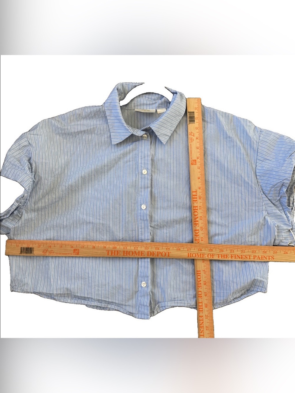 Anthropologie Maeve Top Shirt Blue Striped Cropped Button Up Blouse Women’s XL - Picture 10 of 10